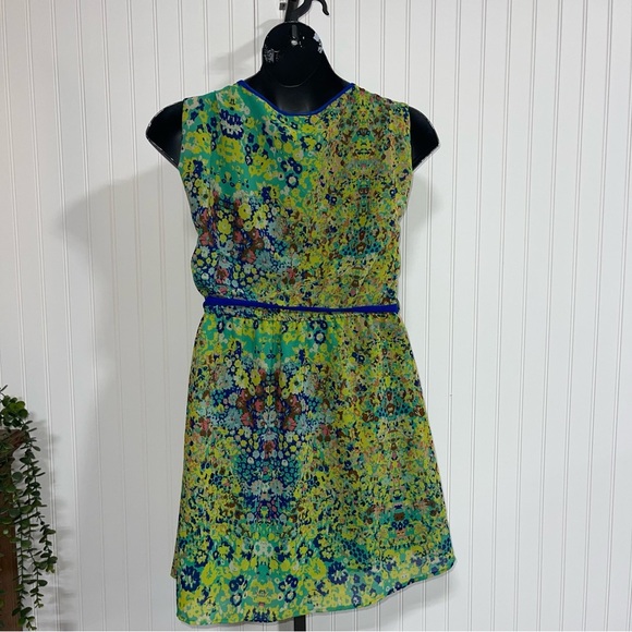 Multicolored Cap Sleeve Scoop keyhole  Neck Sundress large - Picture 6 of 7